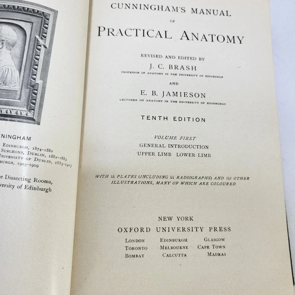 Cunningham's Manual of Practical Anatomy Vol 1 10th Ed 1940 Oxford Medical Book
